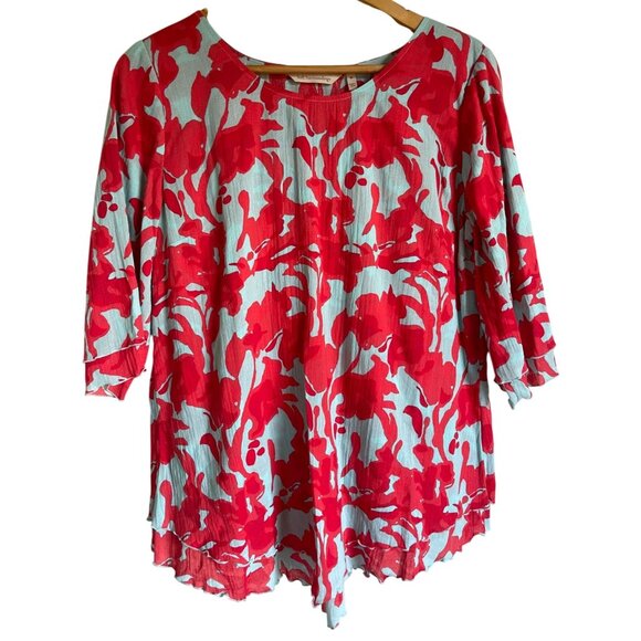New! Soft Surroundings Siesta Key Tunic Multifloral Teal Coral $79.95 Medium 100 - Picture 1 of 8